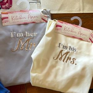 Brand new Mr and Mrs aprons